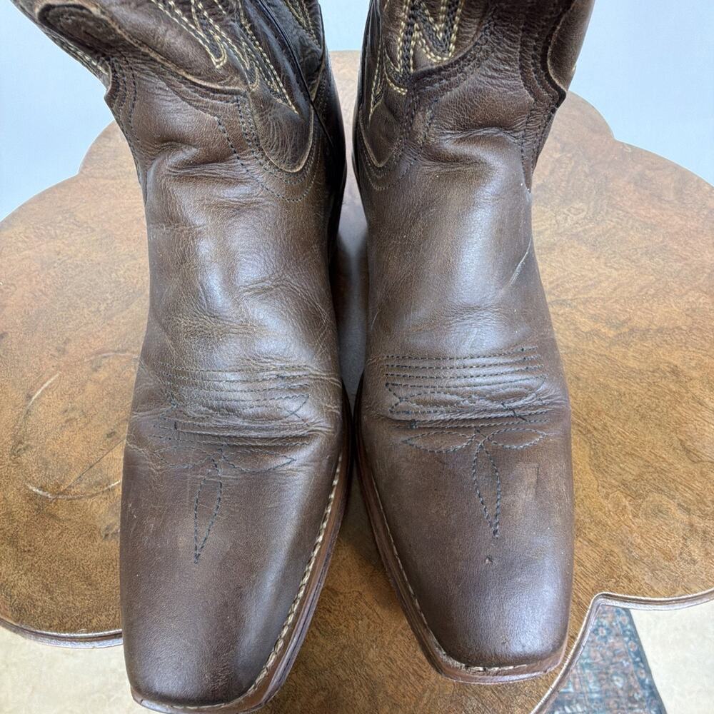 Justin Women's 8.5 Brown Leather Square Toe Western Cowgirl Boots Made in USA - Picture 6 of 10